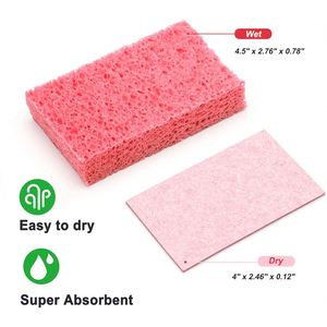 Éponges à récurer naturelles pour le nettoyage domestique, haute absorption, biodégradables, réutilisables, en cellulose - Product Image 2