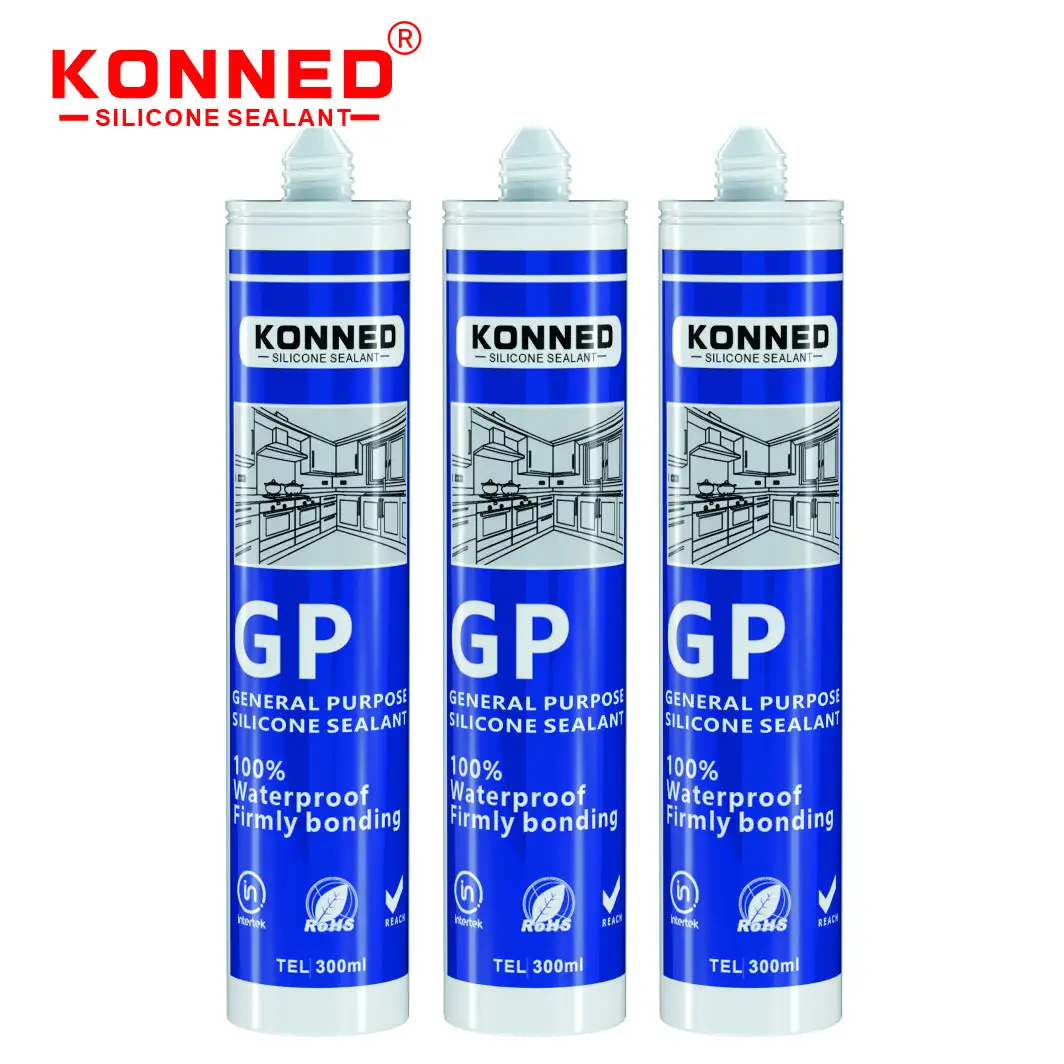 KONNED price acetic GP RTV glass sealant glue waterproof clear silicone sealant for window