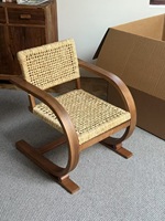 Japanischer Retro-Sessel aus Massivholz mit Korbgeflecht, Einzigartiges Einzelsofa für Zuhause, Büro, Wohnzimmer, Balkon, Gästehaus