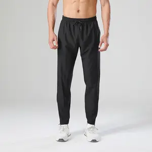 पुरुषों तेजी से सूखी खिंचाव पैंट बर्फ रेशम पतलून ठोस रंग मध्य-कमर ढीला सांस सीधे-पैर आकस्मिक पैंट पतली खेल पैंट