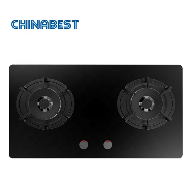 Best Selling 2 Original for Burners Glass Surface Built-in Gas Hob Knob Control Electronic Ignition Flameout Protection Easy