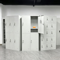 Armoire de rangement métallique commerciale à 4 portes en acier, en kit, avec revêtement poudré, verrouillable, pour salle du personnel, salle de sport, école, usine