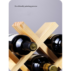 Solid Pine Wood Rhombus Shape Classic Style Three-Layer Polished Standing Wine Glass <b>Bottle</b> Holder 3-<b>Bottle</b> Capacity Home - Product Image 4