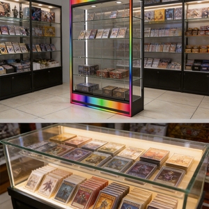 Vitrines pour <span class=keywords><strong>cartes</strong></span> à collectionner en verre trempé personnalisé avec éclairage de base LED couleur – Présentoirs pour produits de fumer - Product Image 5
