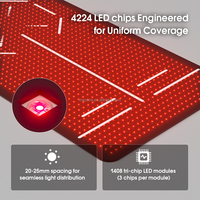 Sac de couchage de luminothérapie rouge, tapis de luminothérapie rouge avec 1408 LED, double bande 660nm et 850nm pour l'entraînement de base et les séances de sport au sol