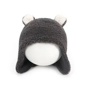 الكورية لطيف الدب نمط earmuff يندبروف الدافئة حفظ القطبية قبعة صوف الشتاء الاطفال