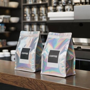 Customized Design 250g 500g 1kg Aluminum Foil Resealable <b>Square</b> Ziplock Flat Bottom Gusset Coffee Bags With Valve and Zipper - Product Image 1