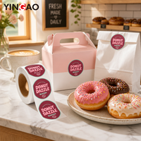 Individuelle Bäckerei-Logo-Rollenaufkleber Wasserfeste Lebensmittelverpackungsetiketten Kundenspezifisch Bedruckt für Keks-Cupcake-Donut-Boxen Siegelaufkleber