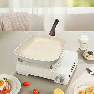 畅销豪华方形煎锅花岗岩涂层户外烧烤烤盘金属炊具煎锅 - Product Image 4