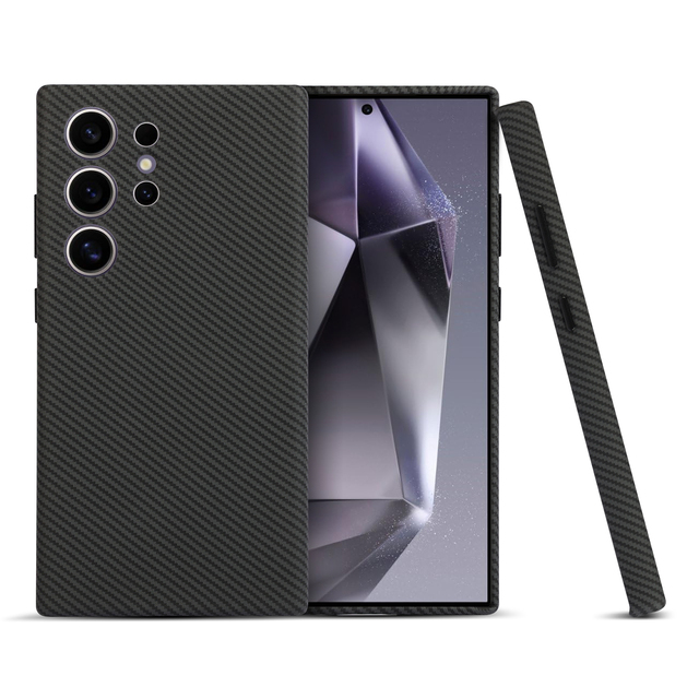 Luxury Ultra Thin Keflar Carbon Fiber PU Leather Texture Magnetic Cell Phone Case for Samsung Galaxy S25 S24 S23+ S22 Ultra