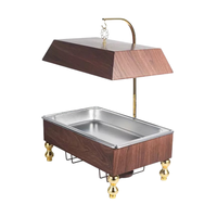 FULAIXIN FLX-MX08 Edles Edelstahl-Chafing-Dish in Goldoptik für Buffets und Catering, Rechteckig mit Großer Kapazität, Alkoholbetriebener Speisenwärmer