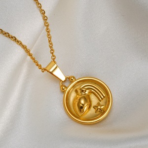 12 Zodiac Coin Collier Double Taille Plaqué Or En Acier Inoxydable À La Mode Horoscope Signe Pendentif Chaîne Colliers - Product Image 2
