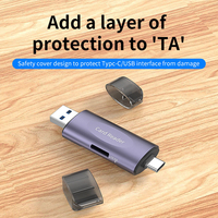 Lector de Tarjetas Externo de Aleación de Aluminio de Alta Velocidad USB 3.0 Tipo-C 2 en 1 con Doble Ranura SD TF para Adaptador para Laptop, Smartphone y Cámara