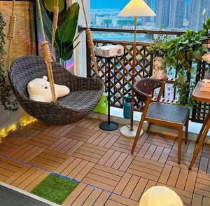 Planchers en composite bois-plastique (WPC) modernes, carrés, à faire soi-même, avec finition brossée <span class=keywords><strong>PVC</strong></span>, effet terrazzo, pour jardins, patios et terrasses extérieures - Product Image 4