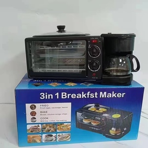 Mini-four multifonctionnel 3-en-1 en acier inoxydable pour le petit-déjeuner Café Gaufre <span class=keywords><strong>Pain</strong></span> Cuisine électrique Maison Poêle à frire Verre - Product Image 1