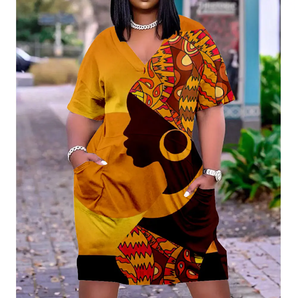 Vestido de verano de estilo africano, estampado personalizado, informal, suelto, para playa, 2022