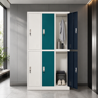 Casier en acier coloré à 6 portes avec serrures à clé, armoire de rangement métallique pour école, salle de classe, chambre d'étudiant, centre de remise en forme, vente en gros