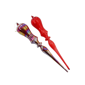 Rouge coloré 9*52cm boule de verre glaçon taille personnalisable guirlande ornements suspendus peint à la main boîte mur décorations de vacances - Product Image 6