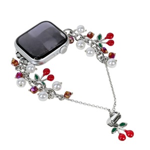 Bracelet de montre élégant pour femmes, ornement cerise, chaîne de perles, bracelet en métal, remplacement pour montre intelligente S11 - Product Image 3
