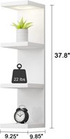 Étagère murale moderne en bois à 4 niveaux polyvalente, étagères flottantes blanches avec éclairage LED