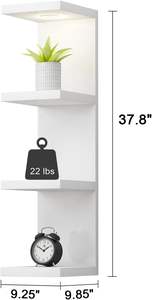 Versátil <span class=keywords><strong>estantería</strong></span> <span class=keywords><strong>de</strong></span> <span class=keywords><strong>pared</strong></span> <span class=keywords><strong>de</strong></span> madera moderna <span class=keywords><strong>de</strong></span> 4 niveles, estantes flotantes <span class=keywords><strong>de</strong></span> pantalla blanca con luz LED - Product Image 5