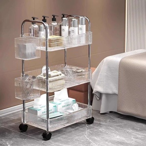 Carrito de Almacenamiento Acrílico de 3 Niveles, Transparente, Móvil, para Cosméticos, para Salón de Uñas y Belleza - Product Image 1