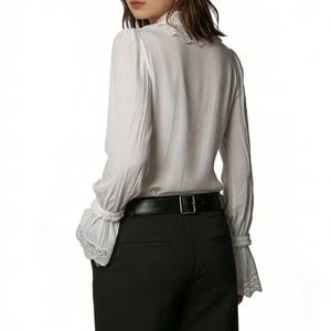 Women's Floral Print Tie Front Blouse - V-Neck Sleeve Peplum <b>Top</b> Shirt Fashion - Product Image 5