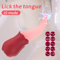 Realistischer Leckender Zungen-Vibrator in Rosenform Tragbarer Klitoris- und Brustwarzen-Stimulator IPX7 Wasserdicht 12 Frequenzmodi USB