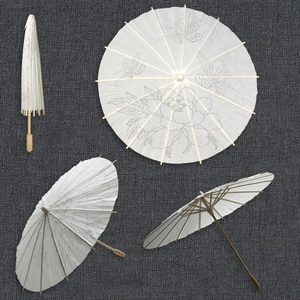Parapluie manuel chinois en tissu pongé coloré, pliable en trois, avec motifs, pour mariage et danse, poignée personnalisable, panneaux 24K, 8 baleines - Product Image 3