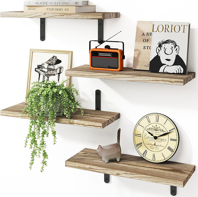 Wall Floating Shelves Wood Wall Mounted Shelf for Bedroom Decor, Bathroom Storage, Book Shelf for Wall Floating Shelves