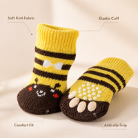 Chaussettes pour chiens et chats Mushafier, chaudes, imperméables, antidérapantes, en coton imprimé, double couche, semelle en caoutchouc, douces, respirantes, pour la marche en intérieur, soin des pattes