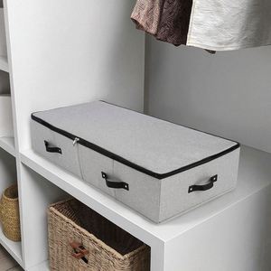 Cajas de Almacenamiento Plegables de Plástico Rectangulares para Debajo de la Cama, con Asas Reforzadas para Edredones, Ropa, Zapatos, Juguetes - Gris Oscuro - Product Image 3