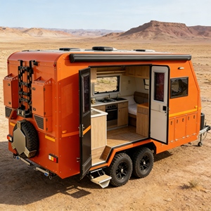 Nouvelle <span class=keywords><strong>caravane</strong></span> tout-terrain en gros, maison de <span class=keywords><strong>caravane</strong></span> multifonctionnelle à <span class=keywords><strong>double</strong></span> essieu pour les voyages et le camping - Product Image 2