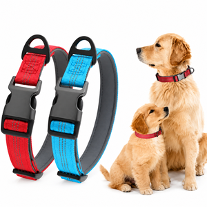 Collier pour chien en nylon réfléchissant avec anneau en alliage de zinc, rembourrage en néoprène doux, réglable, robuste, pour chiens de petite, moyenne et grande taille - Product Image 1