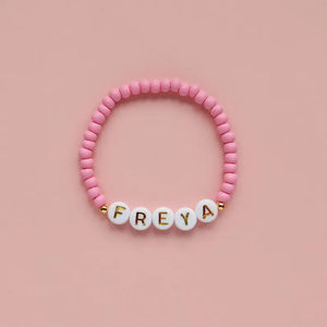 Bijoux d'amitié faits à la main Bracelet personnalisé <span class=keywords><strong>mot</strong></span> personnalisé nom graine Bracelet perlé cadeau pour les enfants - Product Image 4