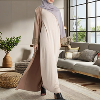 Abaya pour femmes musulmanes, robe ouverte modeste, kimono, grande taille, été, automne, printemps, ensemble Abaya pour l'Aïd