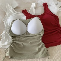 Camiseta sin Mangas con Cuello Redondo y Lazo de 5 Colores para Mujer, Top Corto Sexy de Longitud Regular, Camiseta con Logotipo Frontal, Tejido de Punto