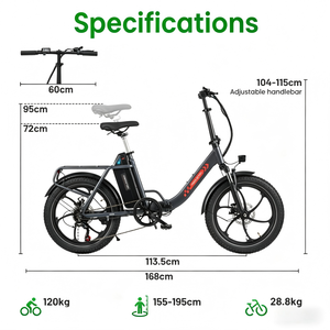 EU Warehouse Electric Foldable Bike Electric City Bike 48V 20Ah Folding Fatbike Fat Tires Ebike Women Electric Hybrid Bicycle - Product Image 6