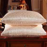 Oreiller en satin jacquard rembourré de duvet, anti-acariens, anti-poussière, motif uni, soyeux et rafraîchissant
