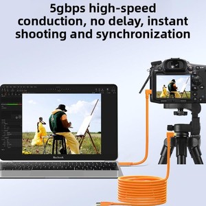 Câble USB 3.0 vers USB-C à angle droit (26,2 pieds) Transfert rapide entre appareil photo et ordinateur Orange (8 m) - Product Image 2