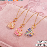CAIOOCHE Nouveau Collier Pendentif Cœur Ouvert Coloré et Mignon, Plaqué Or, Bijou Tendance Anti-ternissement, Cadeau d'Amour, Bijou Tendance pour Couple