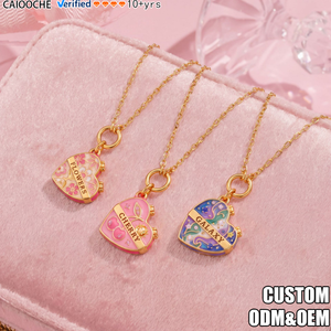 CAIOOCHE Nuova Collana con Ciondolo a Cuore Aperto Colorato e Carino, Gioielli Placcati Oro Antitarnish alla Moda, Regalo d'<span class=keywords><strong>Amore</strong></span> per Coppie - Product Image 1