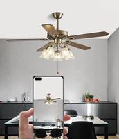 Ventilateur de plafond moderne AC/DC 42/48/52 pouces avec kit d'éclairage LED et télécommande, montage mural, 6 vitesses