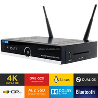 Décodeur satellite HDR 4K UHD H.265 Enigma2 Linux avec récepteur satellite DVB-S2X/T2C/DVB-C/T2, Wi-Fi double bande 1000 Mbps, alimentation CC