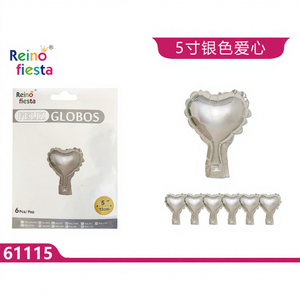 Globos de Corazón Plateados de 5 Pulgadas, Paquete de 6, para Graduación, Día de la Madre, Año Nuevo Chino, Fiestas, Decoraciones, Estilo Perla, Modelo Peiyong - Product Image 1