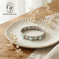 Bracelet complet italien Module One en acier inoxydable, fait main, DIY, avec chaîne de base détachable et accessoires floraux