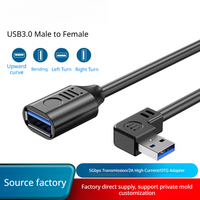 Cable de Extensión USB 3.0 Tipo-A de 90 Grados, 15 cm, 5 Gbps, Transferencia de Datos, Carga, Adaptador de Ángulo Recto para Computadora Portátil