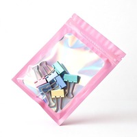 Sacs à bijoux refermables personnalisables en PVC, Mylar et feuille d'aluminium avec fermeture éclair, finition holographique, logo personnalisé - 100 pièces