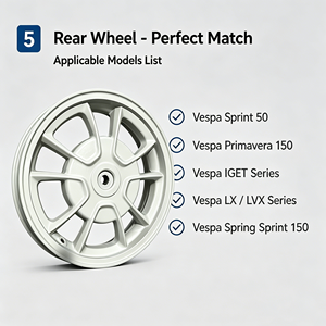 Rines Delanteros y Traseros Estilo Original para <span class=keywords><strong>Vespa</strong></span> Sprint 50 Primavera 150 IGET LX LVX - 12 Pulgadas 1C003877R - Product Image 6