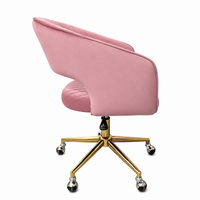 DM OEM Chaise de bureau pivotante rembourrée rose avec accoudoirs incurvés et base métallique roulante pour chambre et bureau